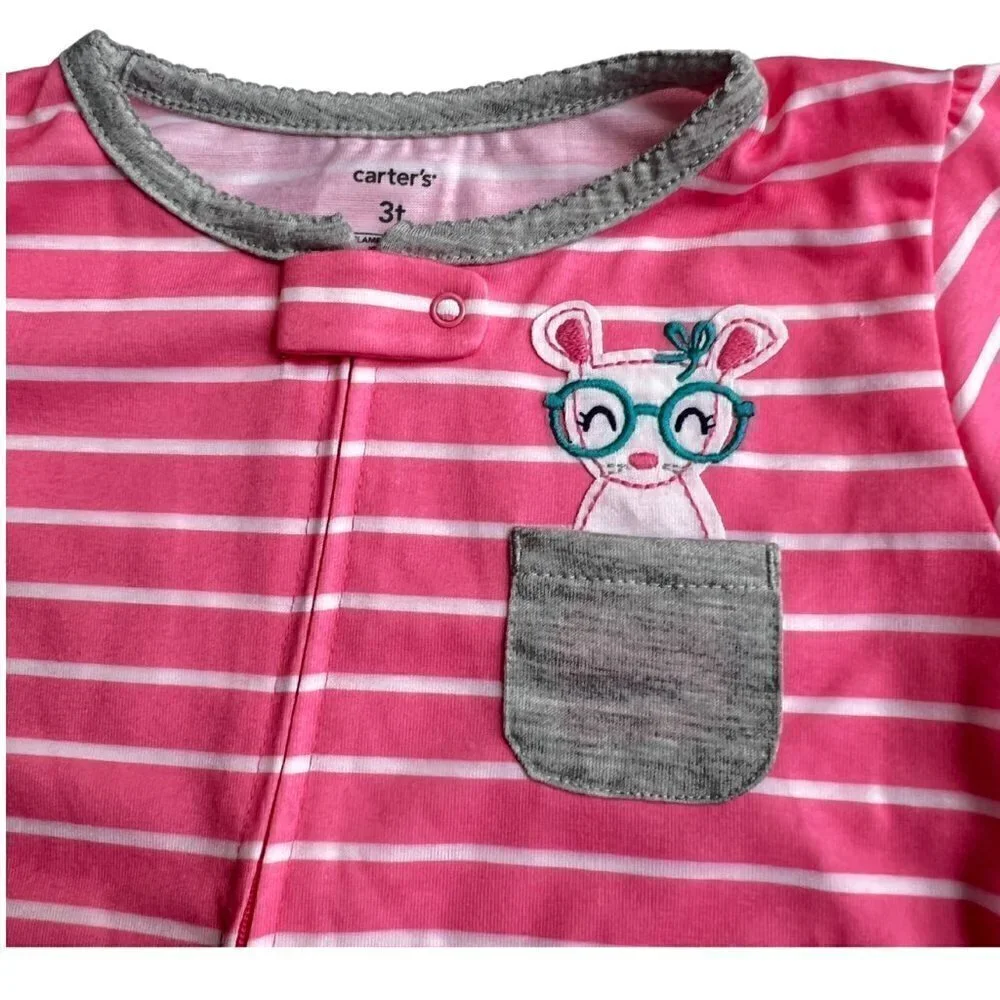 Carters Pink Stripe Bunny Onesie, 3T